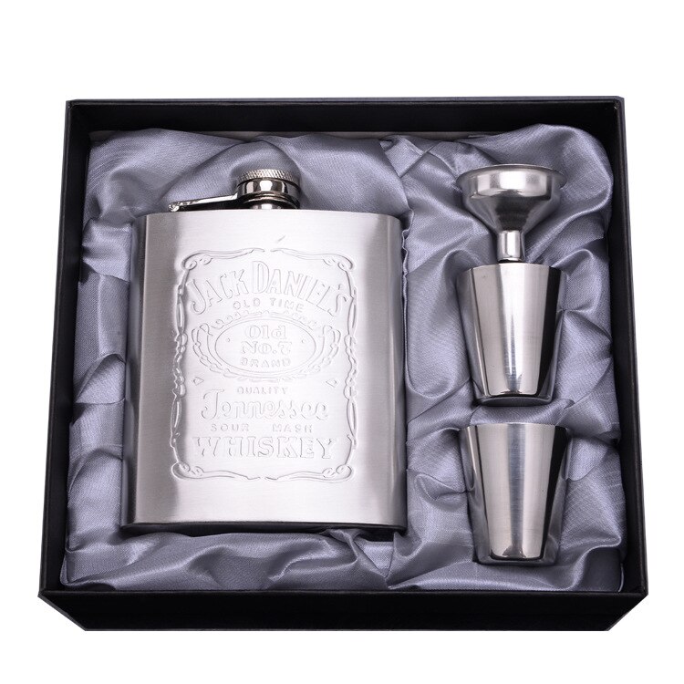 Stainless Steel Hip Flask Flasks for Liquor Set with Bonus Funnel &amp; Shot Glasses &amp; Box(00251)