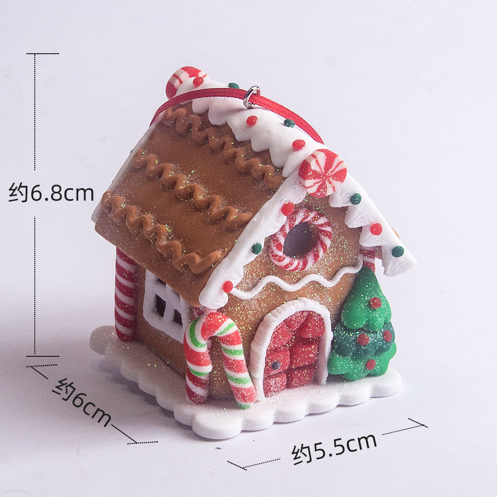 Weihnachtsbaum-Dekoration, Lebkuchen, kleines Haus, Anhänger, Zuhause, , Acryl, DIY-Anhänger, Weihnachten, 2024, Neujahr, Ornament, Navidad: Fluoreszenz Gelb