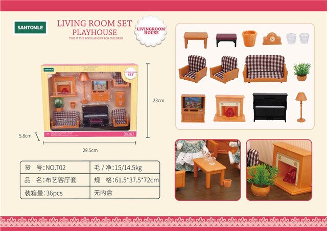 Forest animal villa mini set DIY toy simulation furniture toy girl play house toy family model children surrounding garden: T02