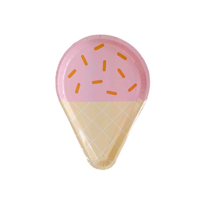 16PCS Ice Cream Plates Wedding Dinner Supplies Paper Dishes Disposable Tableware for Cake Dessert Appetizer