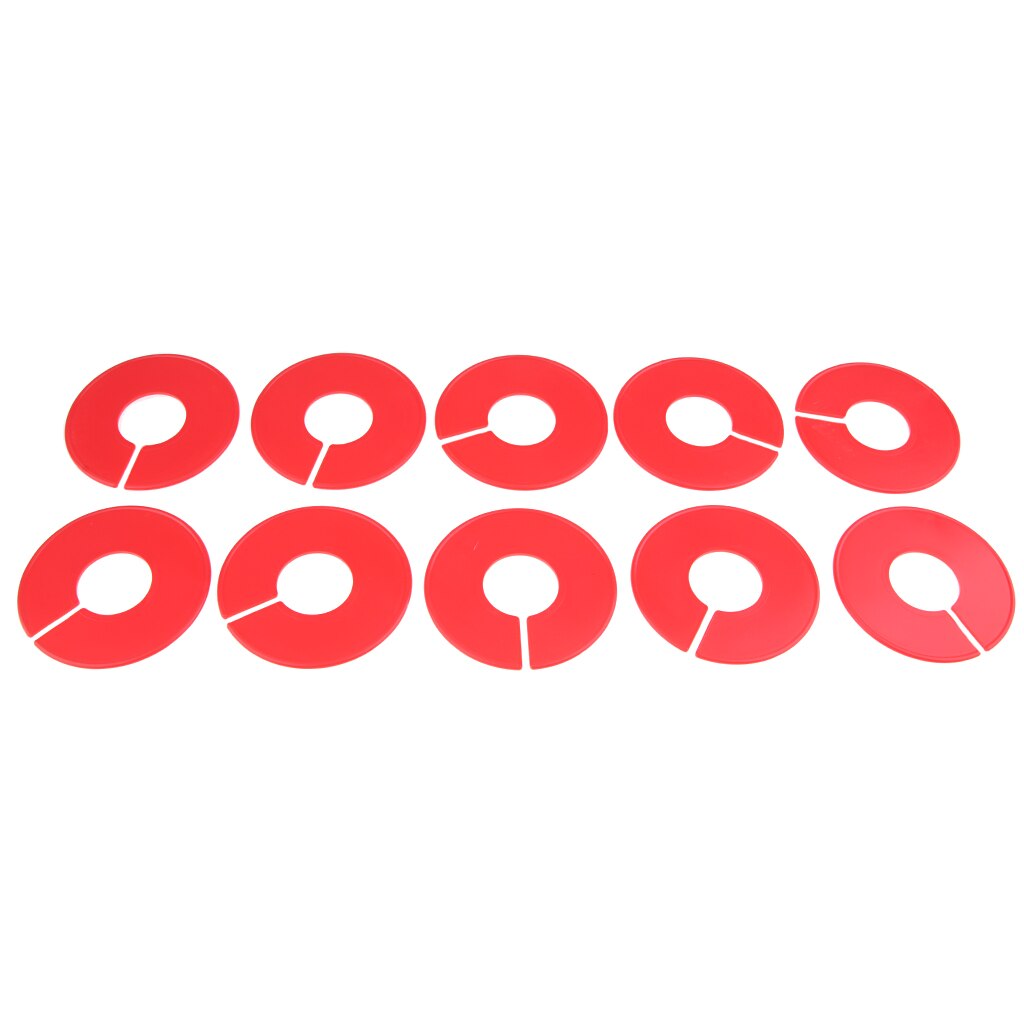 10 pack diy kledingmaat verdelers ronde hangers rek kastverdelers voor kledingwinkels huis blanco verdelers kledingmaat tags: Rood