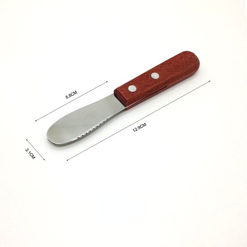 Roestvrij Staal Draagbare Mini Sandwich Strooier Boter Kaas Snijmachine Mes Spatel Keuken Tool Met Houten Handvat: sawtooth red