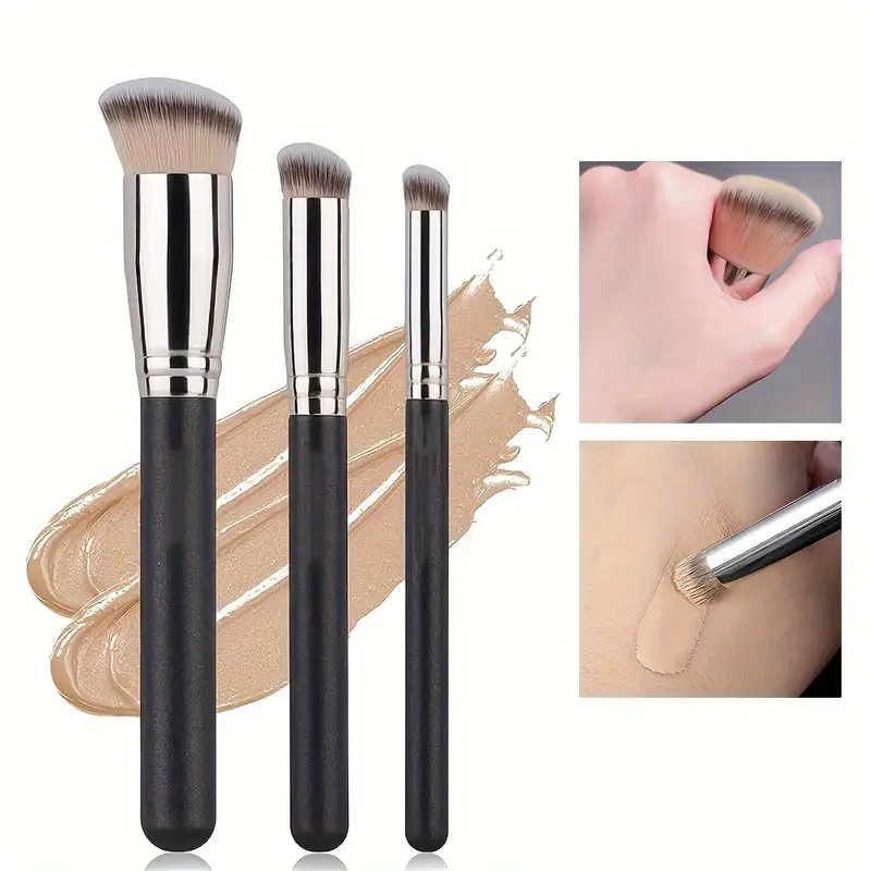 Brocha correctora de base, brochas para colorete de contorno premium, brocha de maquillaje facial densa y impecable debajo de los ojos para mezclar: Multicolor