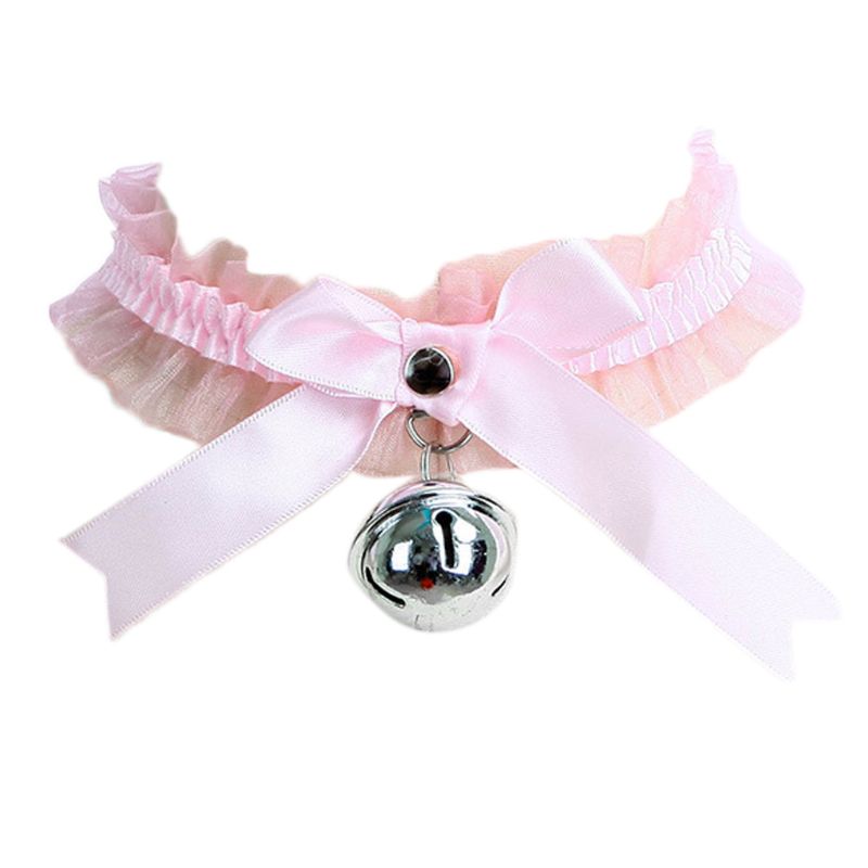 Harajuku gothique femmes doux Lolita ruban tour de cou noeud papillon anneau cloche dentelle collier directe: Rose