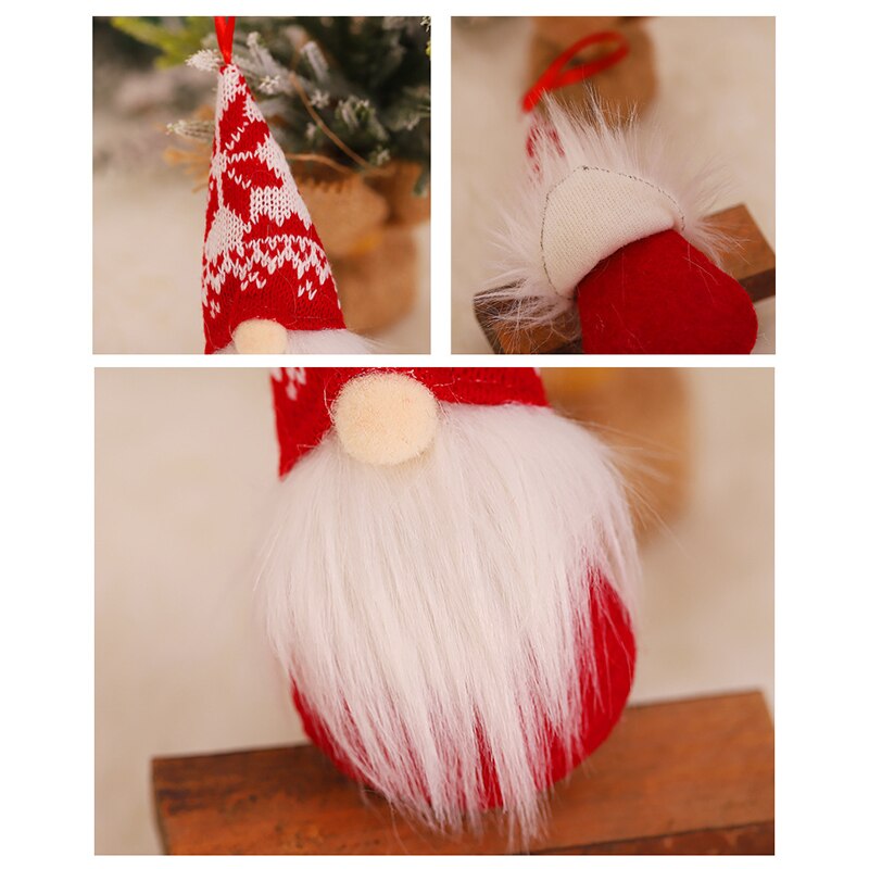 Jul plysch set hängande dekorationer gnome hatt santa skägg ornament för julgran heminredning nsv 775