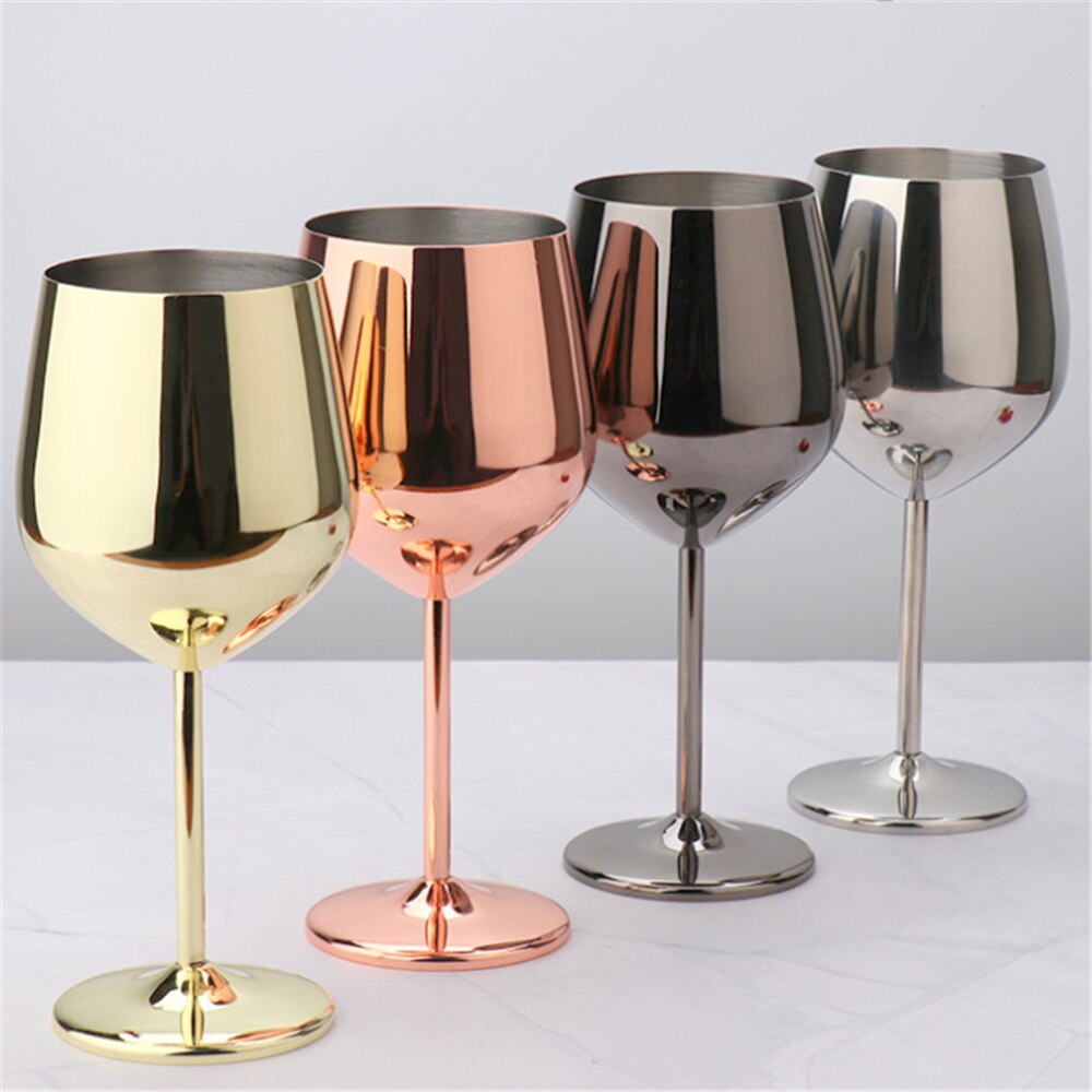 Copa de vino tinto de 500/200ML, vaso de cóctel para Bar, Picnic, Copa chapada en cobre de acero inoxidable, suministros de