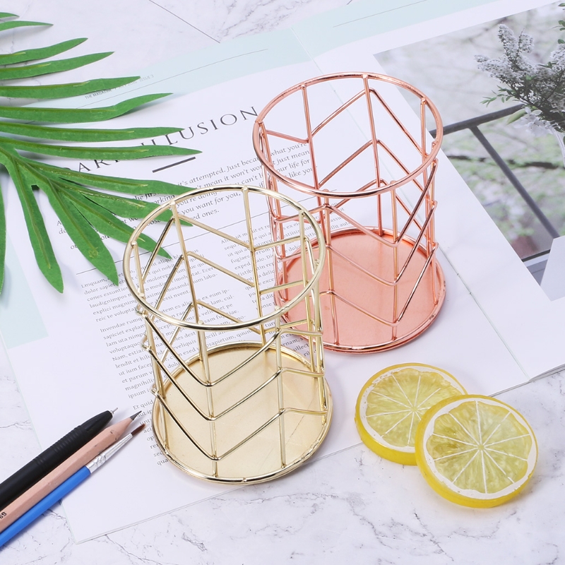 Rose Gold Pen Pencil Pot Holder Container Organizer Home Desk Stationery Decor AUG-30B