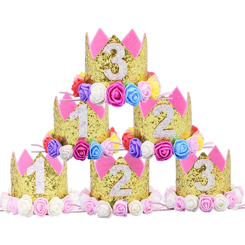 Roze kroon bloemen haarband baby jongen meisje hoofddeksel kinderen hoofdband babyshower 1 2 3 jaar oud haaraccessoires