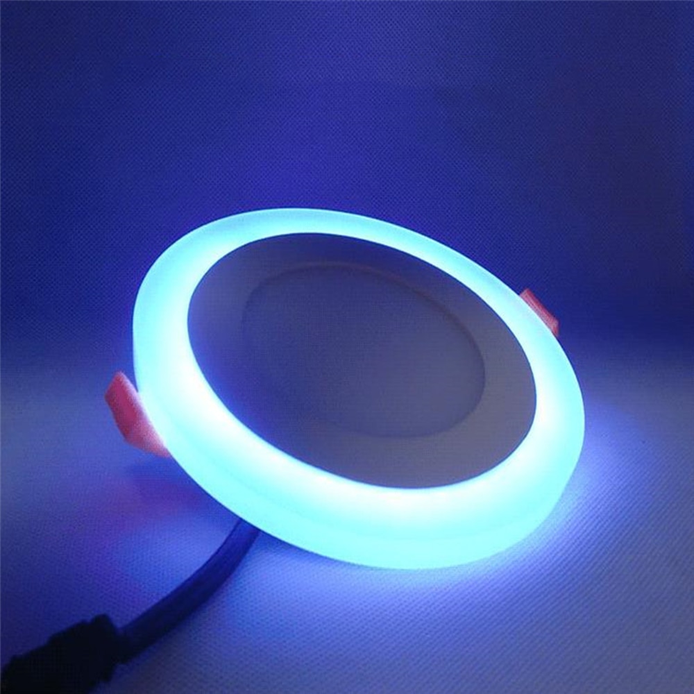 White RGB Dual Color LED Light Downlight Round Double Color Panel Light RGB & White Ceiling Recessed With Remote Control