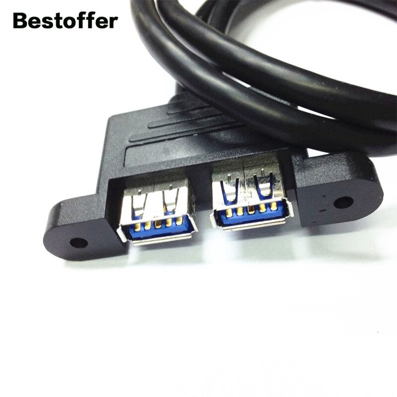 0.5 Meters Dual USB 3.0 Type-A Male to Female Conversion Extension Cable Lockable Panel Cable