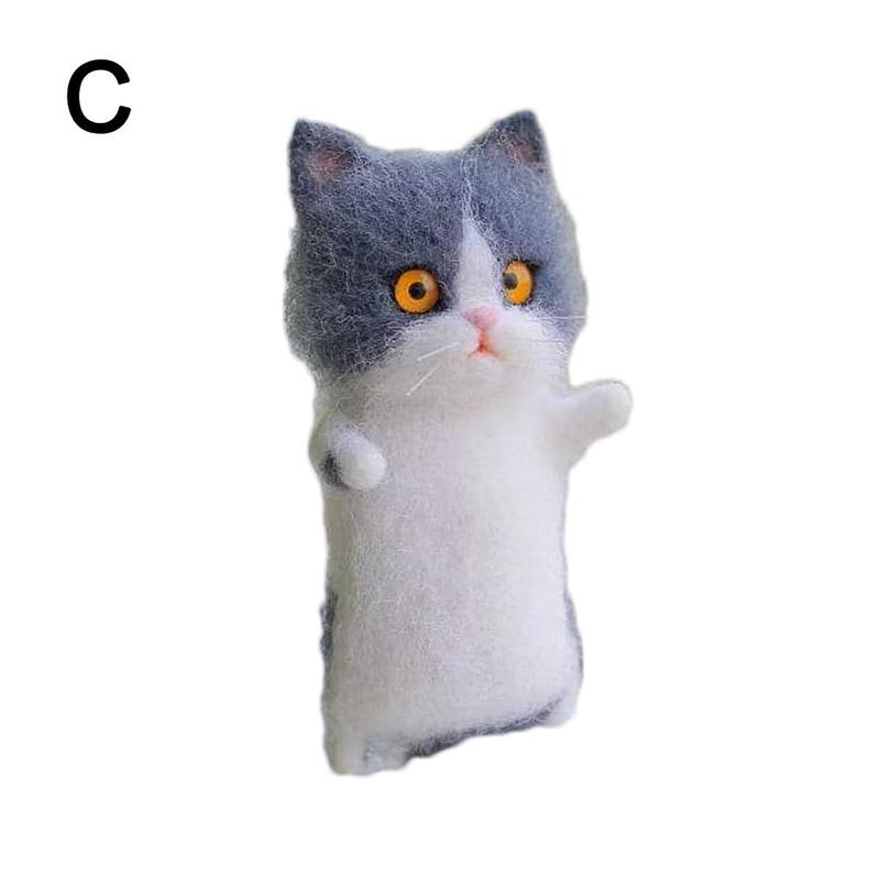 Non-finished Wool Felt Needle Poked Kitting Diy Cute Handmade Decor Wool Pets Toy Package Felting Animal W0q0: C