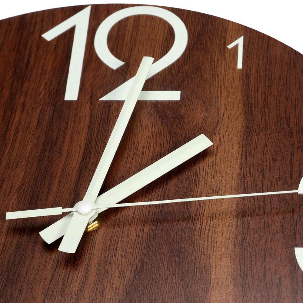 Houten 3D Wandklok Modern Lichtgevende Nummer Opknoping Klokken Rustige Gloeiende In Dark Woonkamer Decoratie Muur Horloge Stille