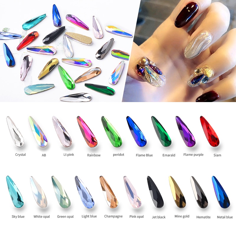 10 Uds. Crystal AB colorida gota de agua arte de uñas diamantes de imitación súper brillante 3D uñas arte en las uñas con piedras decoración gemas DIY manicura