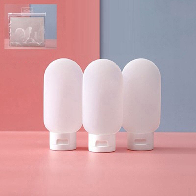 1/3 stk nordisk syle reise gjenfyllbart flaskesett bærbar essens sjampo dusjgel flasker container kan bære på flyet: 3 hvite farger