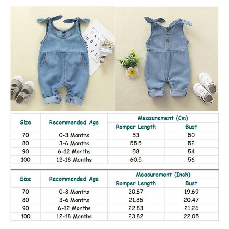 Baby Denim Jumpsuit Romper Sleeveless Playsuit Overall Newborn Boy Girl Clothes