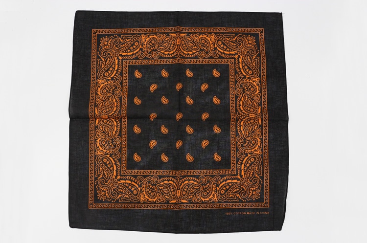 Sort med orange paisley bomuld bandanas mænd hiphop hovedbånd tørklæde kvinder halstørklæde hovedbeklædning lommetørklæde