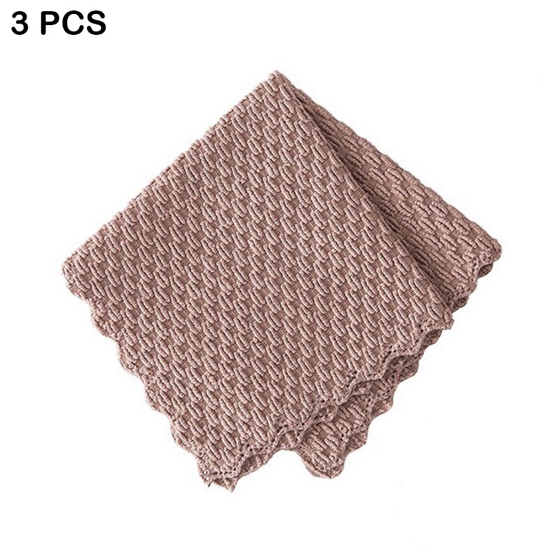 Anti-grease Wiping Rags Kitchen Efficient Super Absorbent Microfiber Cleaning Cloth Home Washing Dish Kitchen Cleaning Towel: 3 PCS Brown
