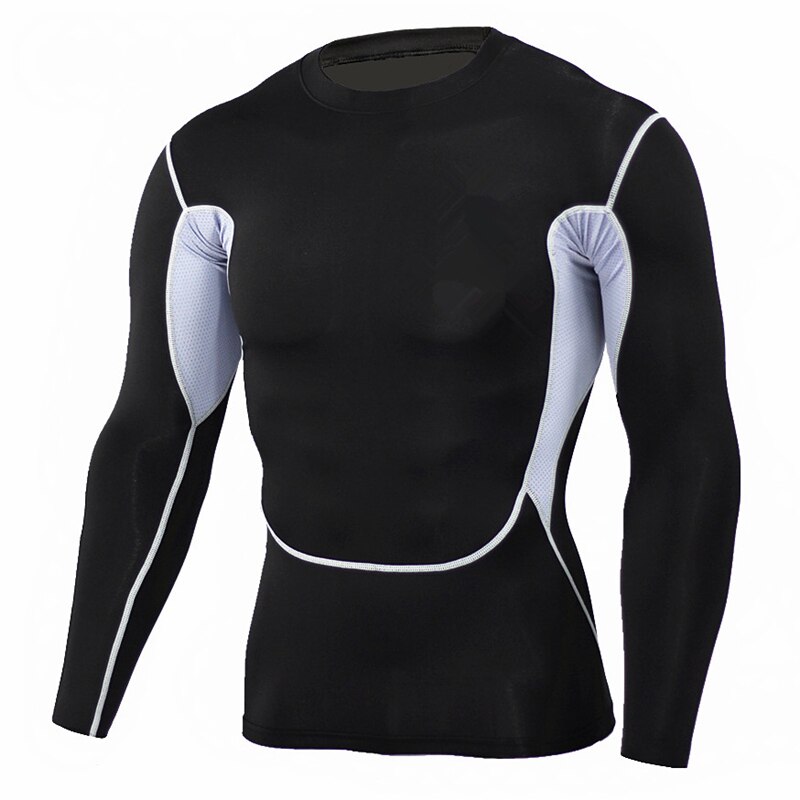 Kompressionströjor för män mma rashguard snabbtorkande fitness långa ärmar baslager hudtight styrkelyft stretch t-shirts homme