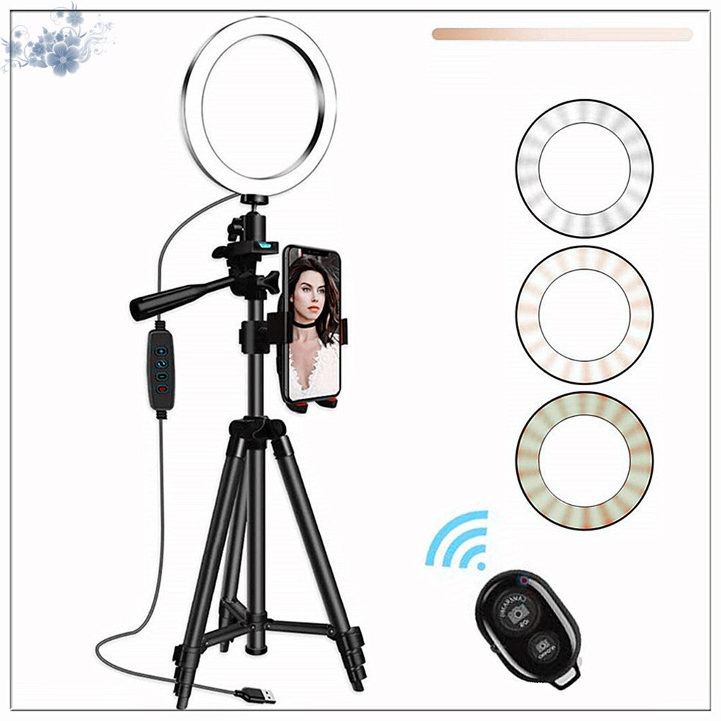Ledet ring lys stativ telefonholder med fotostudio kamera lys fotografering dæmpbar video lys fleksibel stativ til makeup