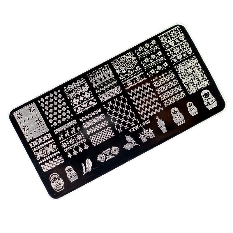 1PC Edelstahl Druck Nagel Stanzen Platten Manikübetreffend Blätter Ahorn Schablone Schimmel Weihnachten Schneeflocken Nagel Kunst DIY Dekorationen: YZW-L03