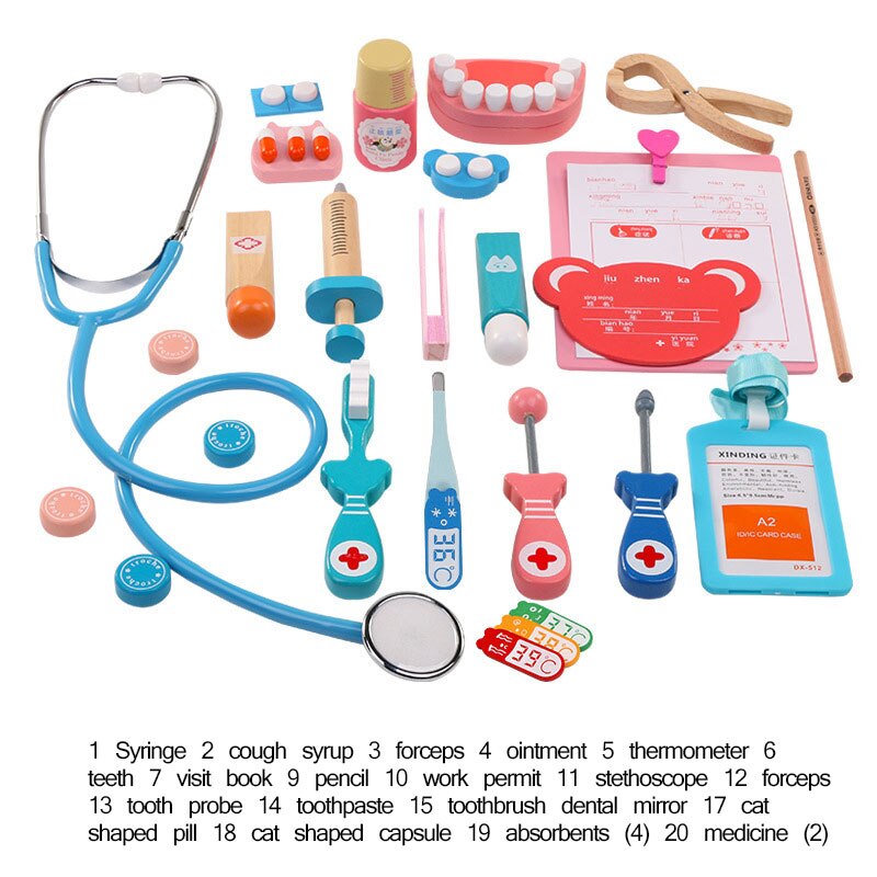 Juguete médico de madera para niños, juego de simulación de inyección, juego educativo