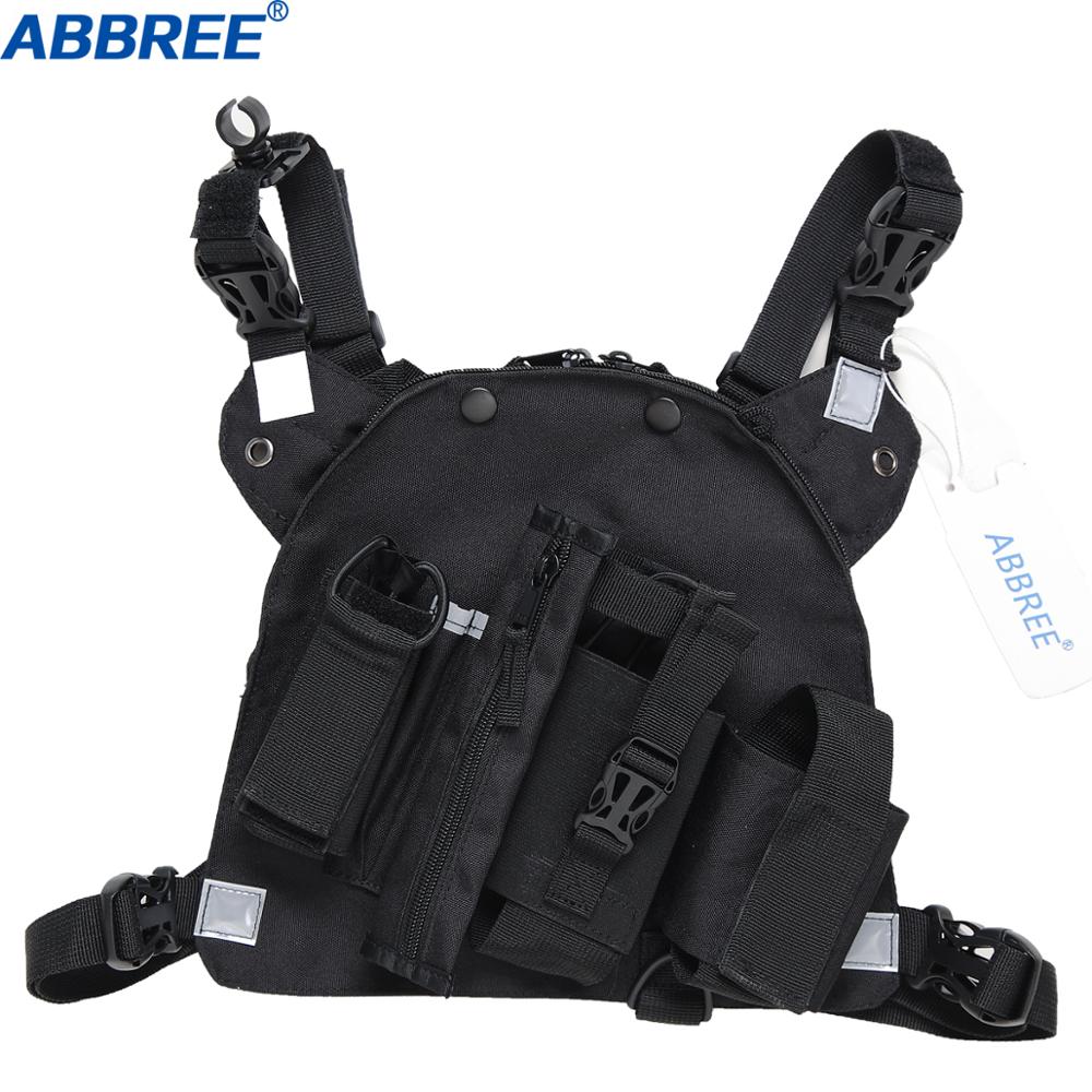 ABBREE Borst Harnas Front Pack Pouch Holster Vest Rig voor Twee Manier Radio Walkie Talkie (Rescue Essentials) (reflecterende Zwart)