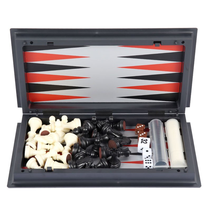 Jeu d'échecs pliants et portables 3 en 1, ensemble d'échecs magnétiques, jeu de dames de Backgammon, jouets pour enfants, amusant