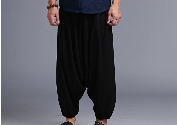 Samurai japonés pantalones de tiro caído Boho pantalones bombachos holgados Hiphop baile de pantalones de chándal de algodón ropa de bebé 71907