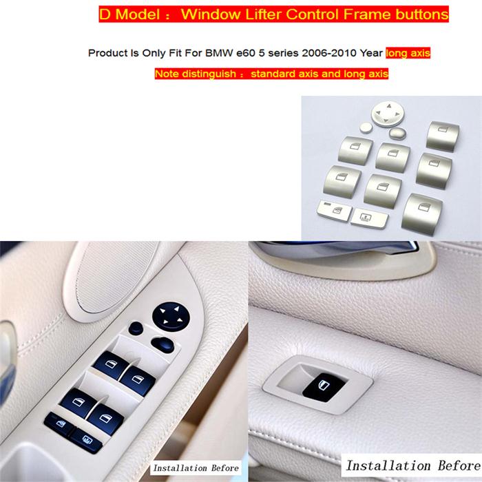 Bil styling aircondition cd kontrol knapper dekoration panel klistermærker covers til bmw  e60 5 serie interiør auto tilbehør: Sølv d model