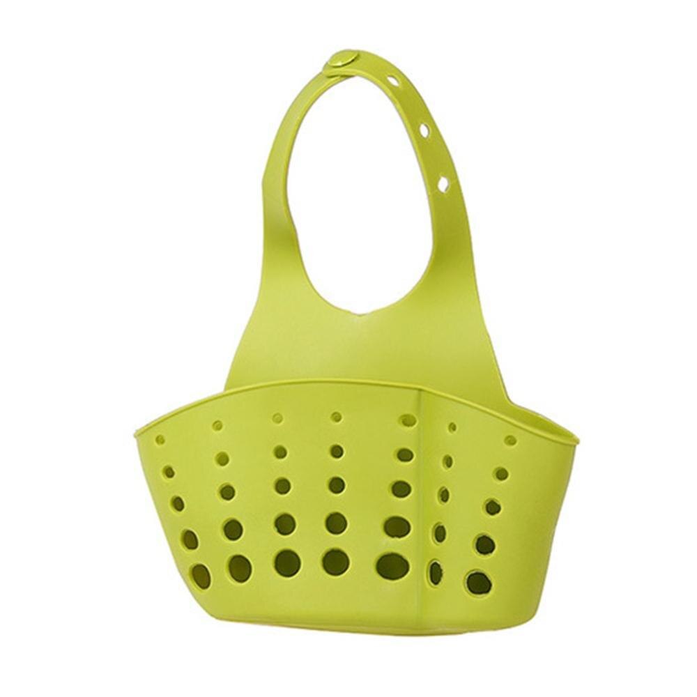 Wall-Mounted Multifunctions Kitchen Sink Plastic Water Drainer Hanging Portable Basket Adjustable Container: green