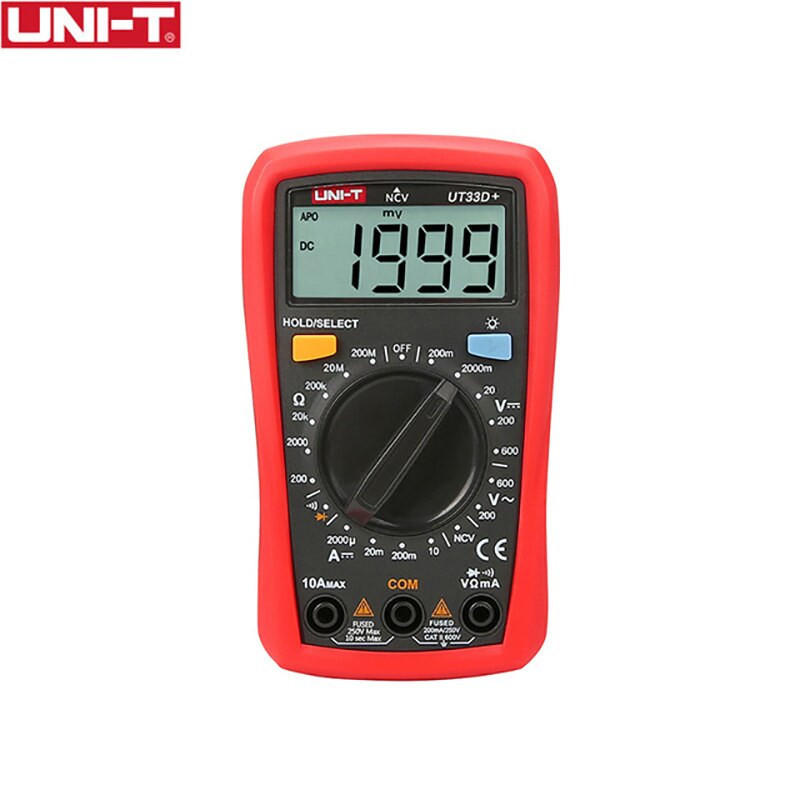 Uni-t  ut33a+  auto rækkevidde digitalt multimeter lcd ac dc  +2mf kapacitans ncv spænding strøm modstand måling tester: Ut33d( plus)
