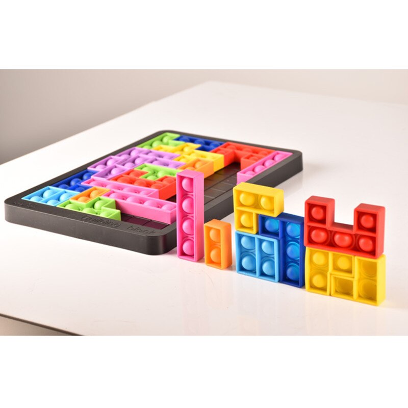 Tetris Pop It – jouet anti-Stress pour adultes, anti-Stress, doux, Squishy, puzzle pour enfants,