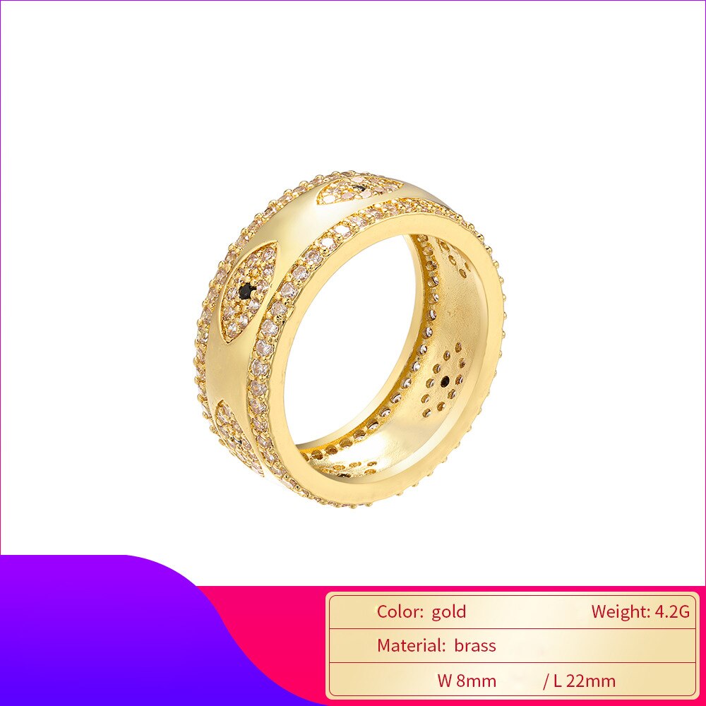 Glück Auge Mikro Pflastern Türkische Bösen blick Ring Gold Silber Farbe Hochzeit Band Ring Party für Frauen Mädchen Schmuck LE477
