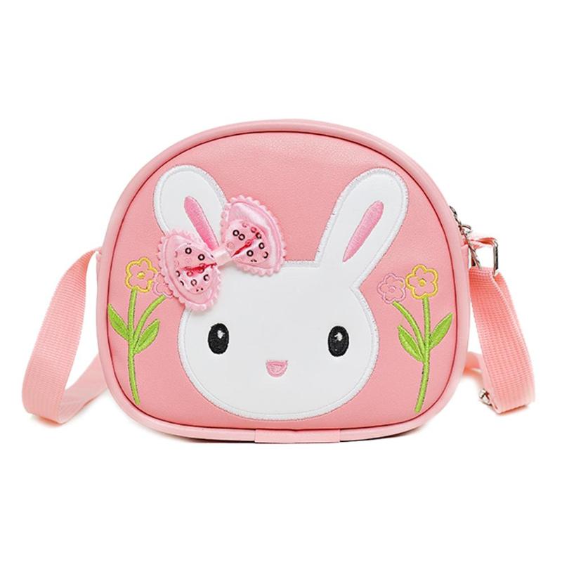 Children Casual Small Cute 3D Cartoon Pattern Shoulder Handbags Kids Girls PU Leather Mini Simple Zipper Crossbody Messenger Bag: Pink