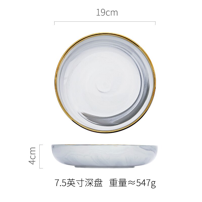 1psc Keramische Plaat Set Europese Stijl Schotel Diner Servies Set Saus Rijst Kommen Soep Noedels Steak Westerse Voedsel Servies: Zilver