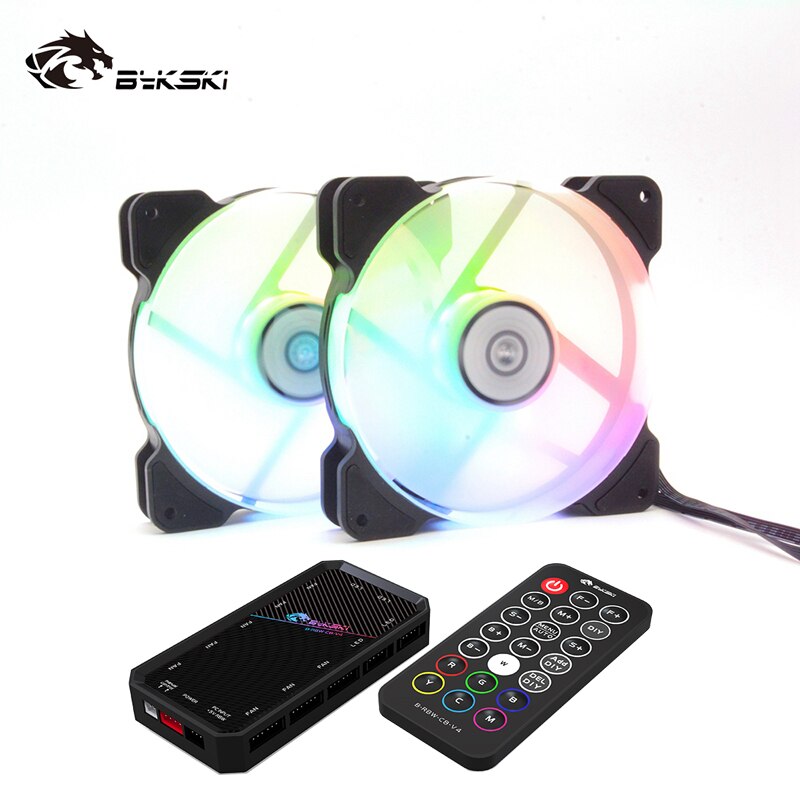 Bykski Pc Case Fan Passen Snelheid/A-RGB Koelventilator 120Mm Stille Remote Computer Cooler Cooling Licht Led 5V Rgb Case Fan Cpu Pc: 2 fan