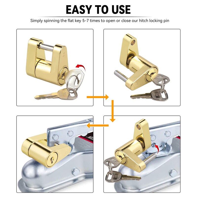 Anti-theft Trailer Hitch Lock Trailer Coupler Padlock Hook Lock Tongue Locks Hitch Security Protector for Truck Rv Tow Camper