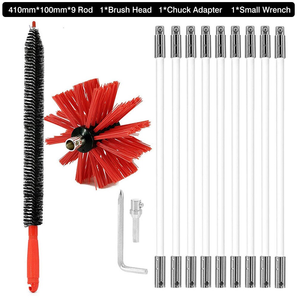 6/12M Nylon Rod Rotary Chimney Cleaning Kit Indoor Chimney Cleaning Brush And Rod Kit For Clean The Fireplace Flue: 4.1M 9Rod B