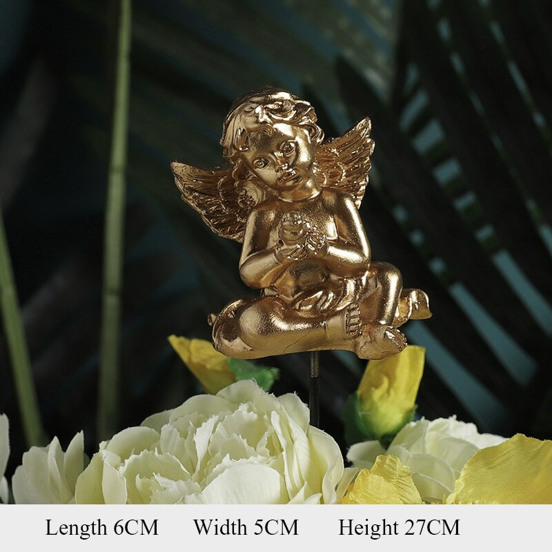 Angel Flower Potted Ornaments Home Garden Ornaments Flower Pot Decoration: Orange