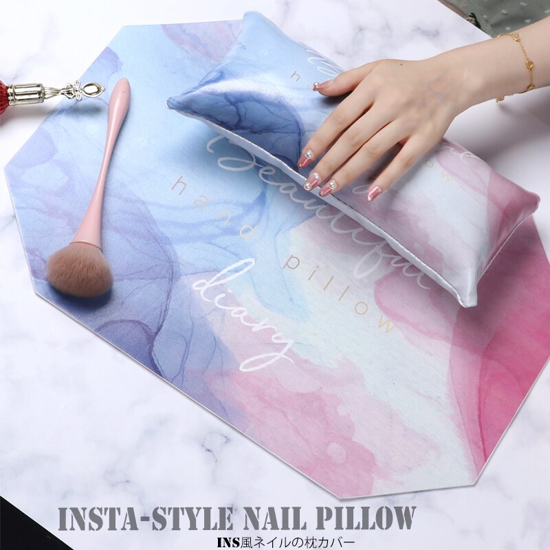 Ins achthoekige nageltafel handkussen houder set zachte pu lederen spons armsteun nagelkussen manicure pedicure nagelmat pad kussen