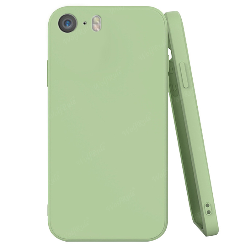 Voor Cover iPhone 5 Case Voor Apple iPhone 5 5S SE Capa Vloeibare Siliconen Telefoon Bumper TPU Soft cover Voor iPhone 5 Fundas: Echt leer / green