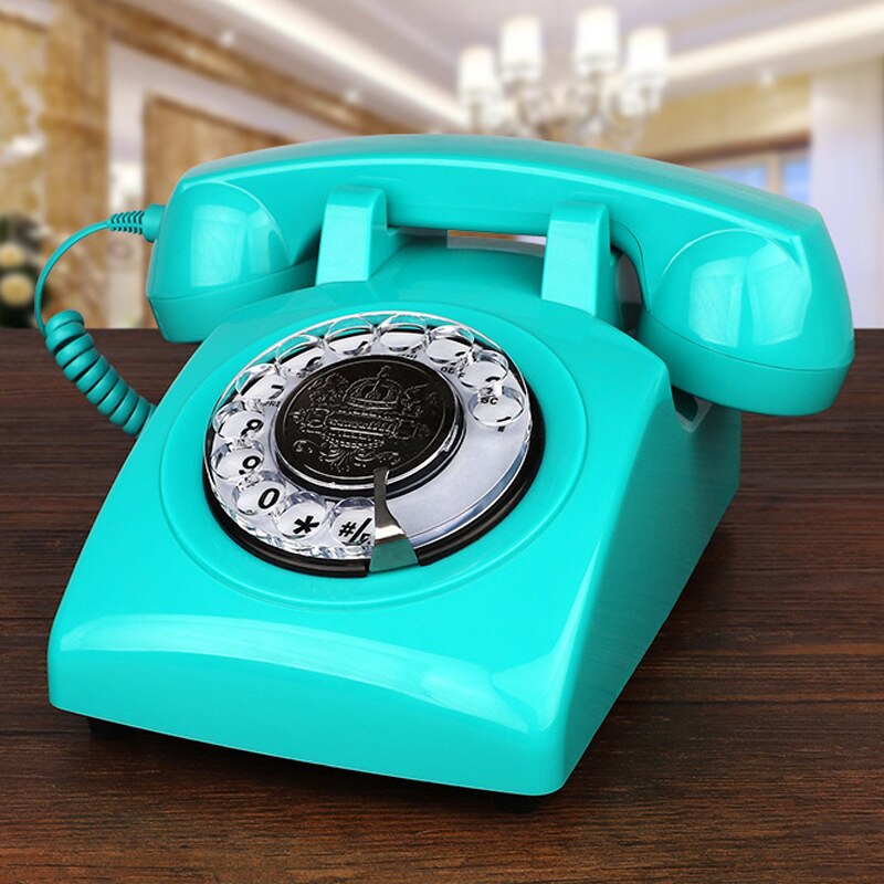 Teléfonos rosas, teléfono con cable, Dial giratorio clásico, teléfonos de oficina en casa, teléfono antiguo Vintage de 1930: Blue Telephone