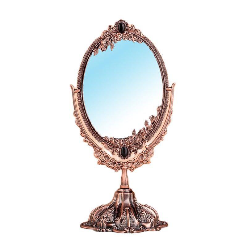 Specchio per trucco da tavolo Vintage doppio lato rotante europeo decorazioni per la casa principessa specchio cosmetico cornice Decor tavolo specchi da toeletta