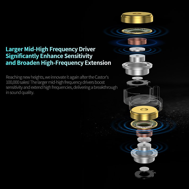 Słuchawki KZ Castor Pro HiFi Dynamiczne sterowniki Wysokiej klasy regulowane słuchawki Jakość dźwięku Zestaw słuchawkowy basowy Odłączany kabel Słuchawki