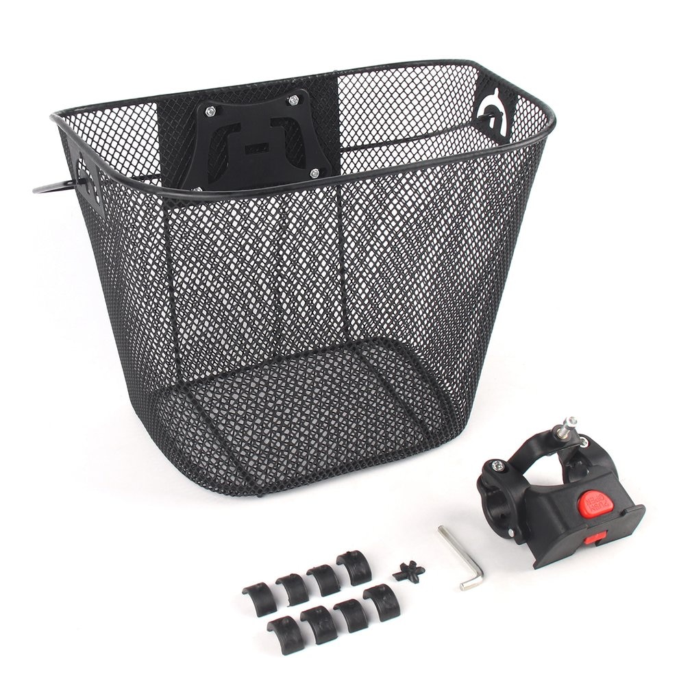 Bicycle Metal Mesh Basket MTB Mountain Bike Basket Quick Release Handle Cycling Bicycle Front Foldable Basket