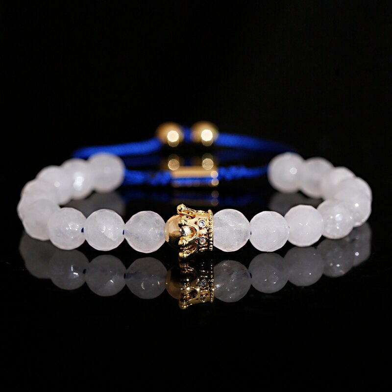 Weiß Kristall Perlen CZ Krone & Königin Paar Schmuck Männer Handgemachte Charme Makramee Armbinde: stil 4