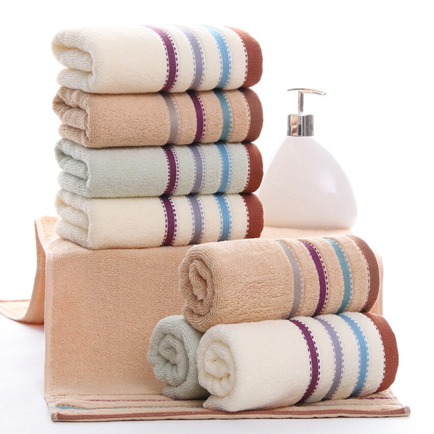 Streep Handdoek Set Soft Beauty Gezicht Spa Handdoek 100% Katoen Badhanddoek Grote Handdoek Thuis Badkamer Voor Volwassenen Kids 3 kleuren serviette De Bain