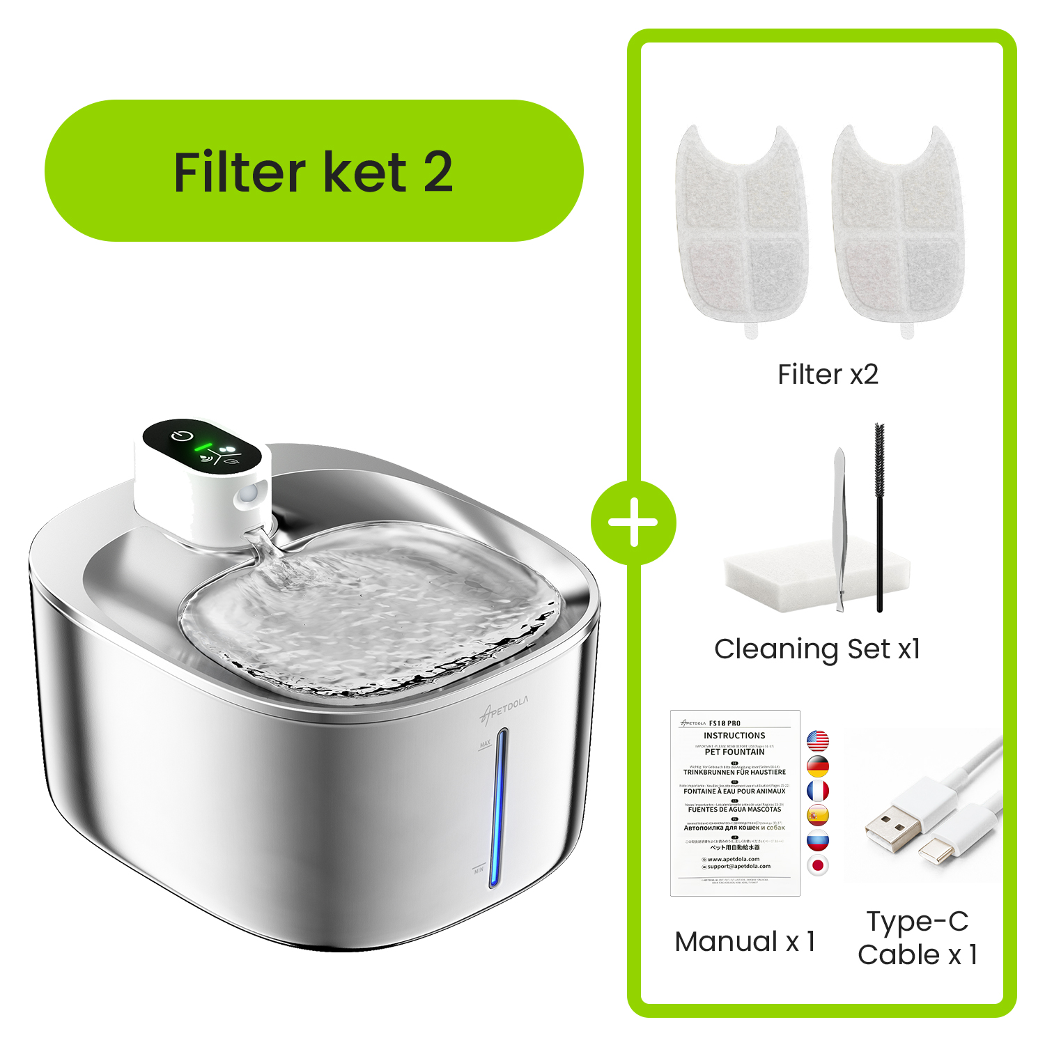 APETDOLA 4L Wireless Cat Water Fountain For Cats Dog Drinker with Motion Sensor Dog Water Dispenser FS10PRO: SKY BLUE