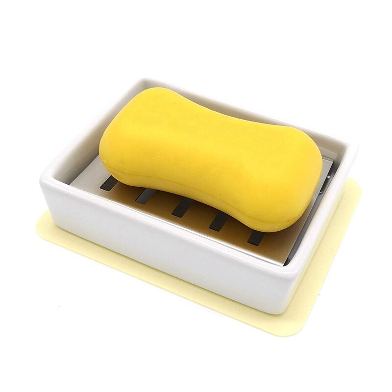 NiHome Keramische zeepbakje voor badkamer of gootsteen, verhoogd bloemontwerp Compact formaat 5,7 x 3,6 x 0,8 inch, gemakkelijk schoon te maken, vochtbestendig, glad oppervlak, veelzijdig gebruik voor