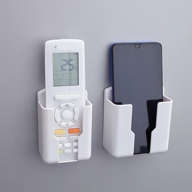 Wall Shelf Bathroom Shelf Universal White Air Conditioner Remote Control Holder Wall Mounted Punch-Socket Storage Rack